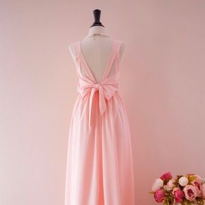 Blush Valentine maxi gown/ bridesmaid dress